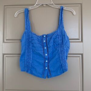 Free People Blue Lace Trim Tank Top